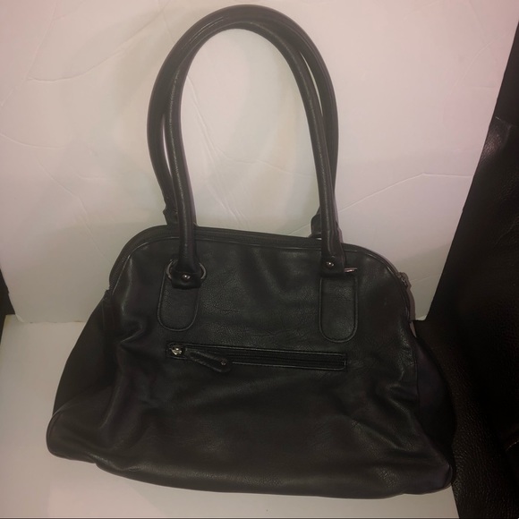 Black & Silver Pleather Vegan Bow Purse Bag - Picture 3 of 7